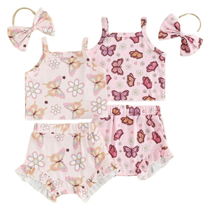 Butterflies & Daisies Ribbed Outfits (2 Styles) - PREORDER