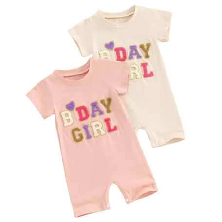 BDAY Girl Shorts Rompers (2 Colors) - PREORDER