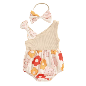 Kayla Floral Tank Bow Romper & Bow - PREORDER
