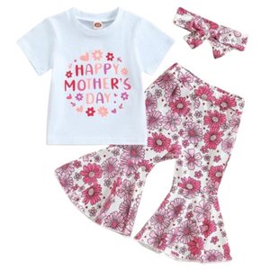 Happy Mothers Day Sabrina Floral Bells Outfit & Bow - PREORDER