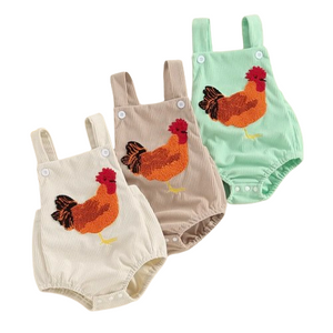 Rooster Corduroy Rompers (3 Colors) - PREORDER