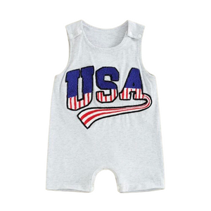USA Patch Tank Shorts Romper - PREORDER