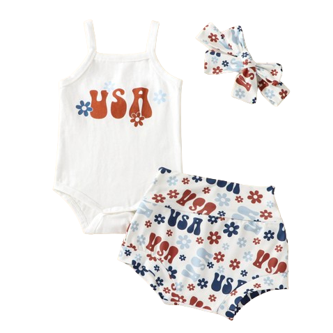 USA & Daisies Tank Outfits & Bows (2 Styles) - PREORDER