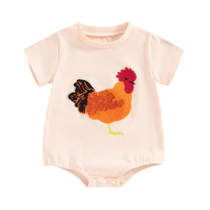 Creamy Rooster Romper - PREORDER