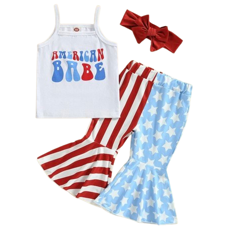 American Babe Flag Bells Outfit & Bow - PREORDER