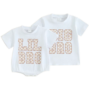 BIG Bro & LIL Bro Checkered Matching T-Shirt & Romper - PREORDER