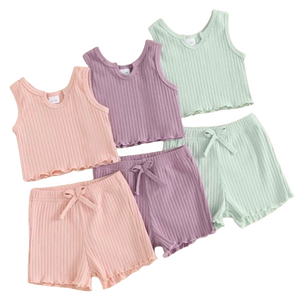 Spring Solid Ribbed Tank Outfits (3 Colors) - PREORDER