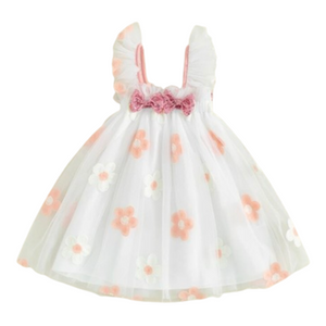 Pink Daisies Sparkly Bow Dress - PREORDER