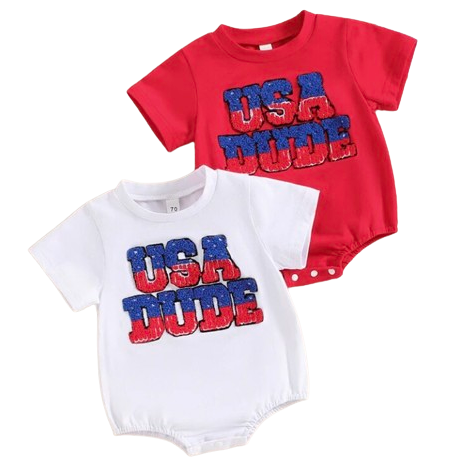 USA Dude Patch Rompers (2 Colors) - PREORDER