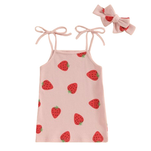 Pink Strawberries Waffle Dress - PREORDER
