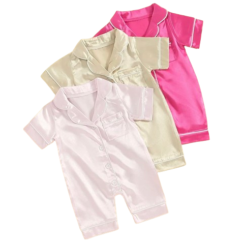 Solid Silk Pajamas Rompers (3 Colors) - PREORDER