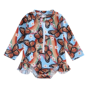 Groovy Butterflies Ruffle Swimsuit - PREORDER
