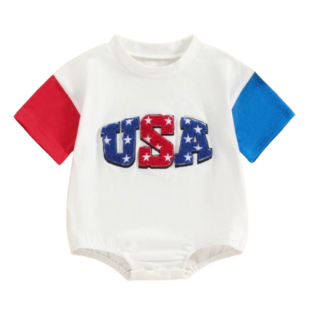 USA Stars Two Tone Patch Romper - PREORDER