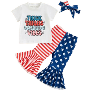 Thick Thighs American Vibes Outfit & Bow - PREORDER