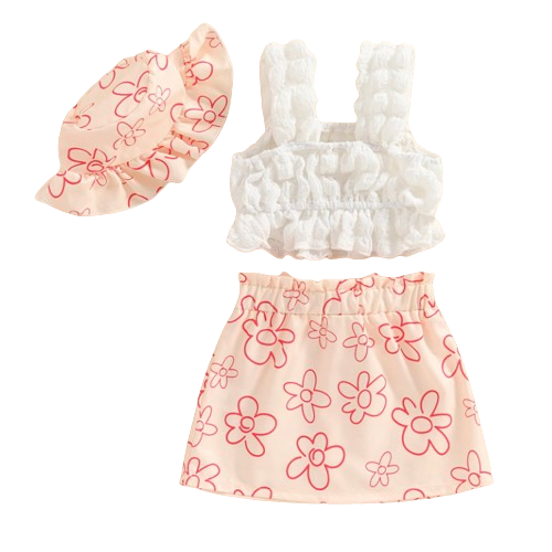 Clipart Daisies Skirt Outfit & Bow - PREORDER