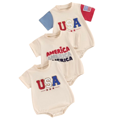 Creamy USA Patch Rompers (3 Styles) - PREORDER