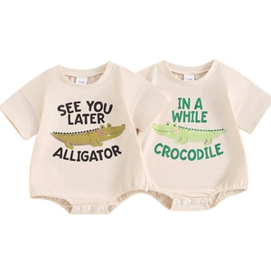 See Ya Later Alligator, In a While Crocodile Rompers (2 Styles) - PREORDER