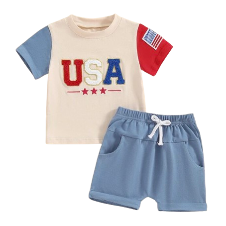 Creamy USA Patch Three Tone Outfit - PREORDER