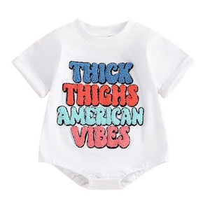 Thick Thighs American Vibes Patch Romper - PREORDER