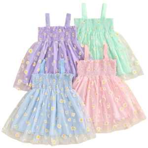 Sunflower Scrunch Tulle Dresses (4 Colors) - PREORDER