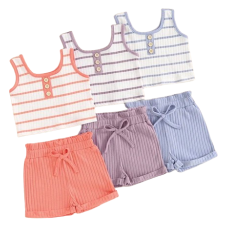 Striped Ribbed Tank Outfits (3 Colors) - PREORDER