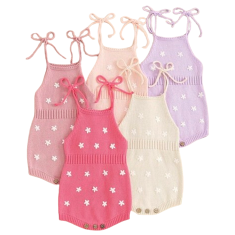 Spring Daisies Knit Rompers (5 Colors) - PREORDER