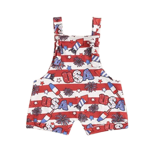 Festive 4th of July Stripes Shorts Romper - PREORDER