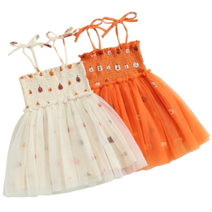 Carved Pumpkins Scrunch Tutu Dresses (2 Colors) - PREORDER