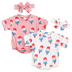 Homemade Bomb Pops Rompers & Bows (2 Colors) - PREORDER