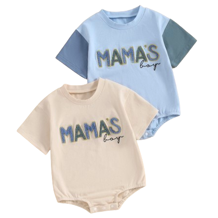 Mamas Boy Patch Rompers (2 Colors) - PREORDER