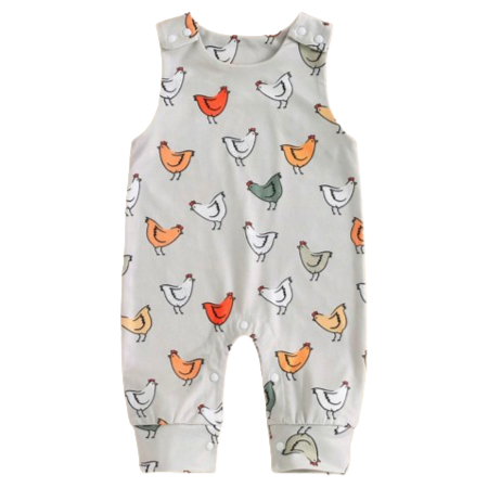 Colorful Chickens Pants Romper - PREORDER