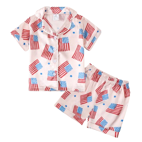 American Flags & Stars Silk Pajamas - PREORDER
