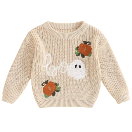 Ghosts & Pumpkins BOO Patch Knit Sweaters (6 Colors) - PREORDER