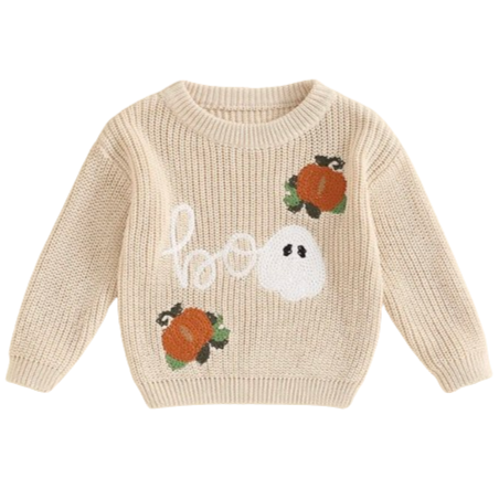 Ghosts & Pumpkins BOO Patch Knit Sweater - PREORDER