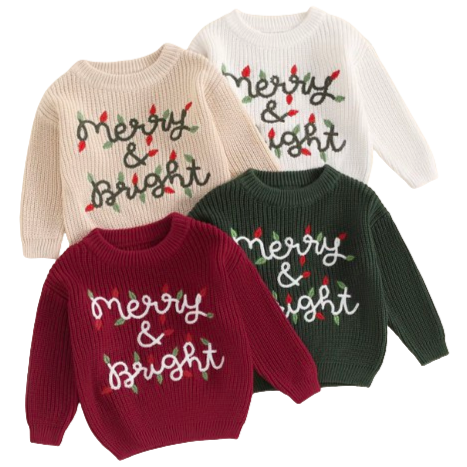 Merry & Bright Christmas Lights Knit Sweaters (4 Colors) - PREORDER