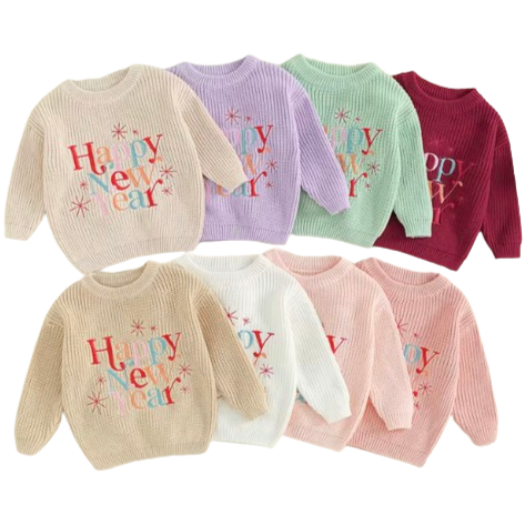 Happy New Year Knit Sweaters (8 Colors) - PREORDER