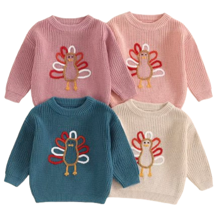 Outlined Turkey Knit Sweaters (4 Colors) - PREORDER