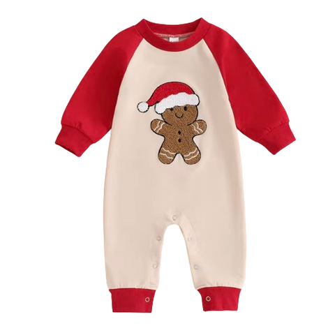 Santa Gingerbread Two Tone Pants Romper - PREORDER