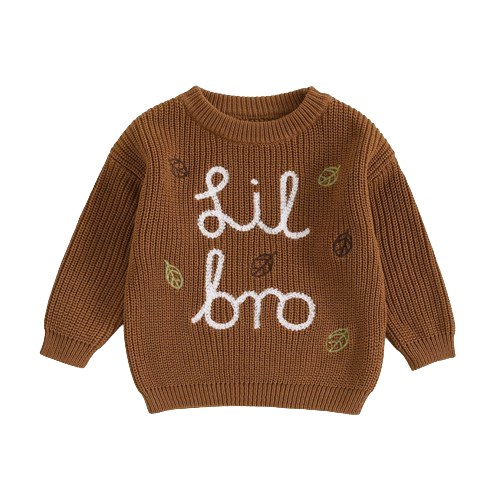 Big & Lil BRO Fall Leaves Matching Knit Sweaters - PREORDER