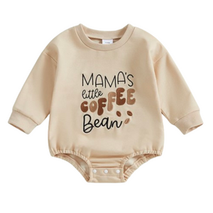 Mamas Little Coffee Bean Embroidered Romper - PREORDER