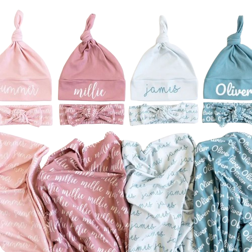 *CUSTOM* Solid Swaddle & Hat/Bow (30 Colors) - PREORDER