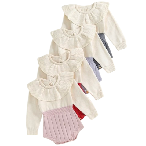 Creamy Ruffle Knit Rompers (4 Colors) - PREORDER