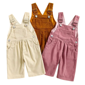 Girly Solid Corduroy Pants Overalls (3 Colors) - PREORDER