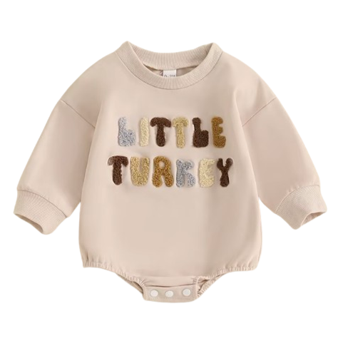 Neutral Little Turkey Romper - PREORDER