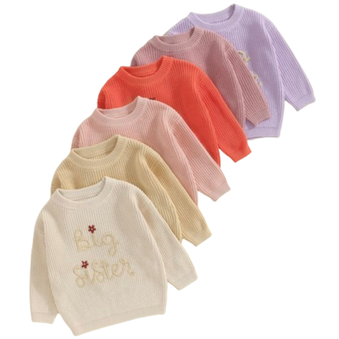 Big Sister Daisies Knit Sweaters (6 Colors) - PREORDER