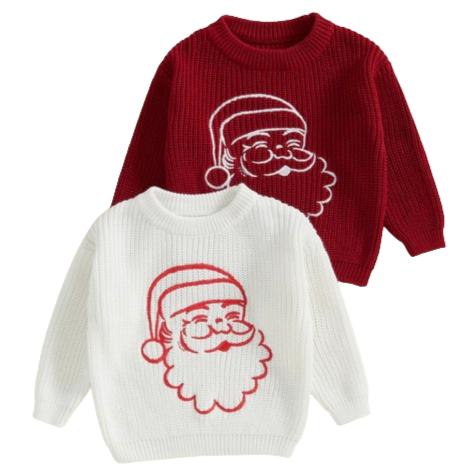 Santa Outline Knit Sweaters (2 Colors) - PREORDER