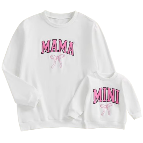 Perfect Bow Embroidered Mama & Mini Matching Pullovers - PREORDER