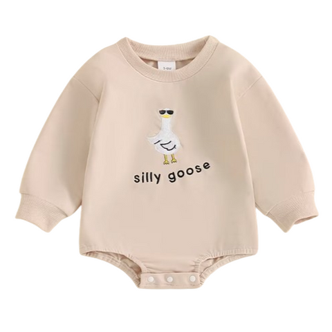 Silly Goose Embroidered Romper - PREORDER