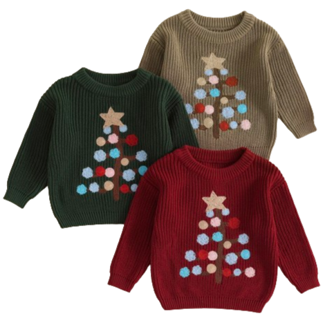 Lit Christmas Tree Knit Sweaters (3 Colors) - PREORDER