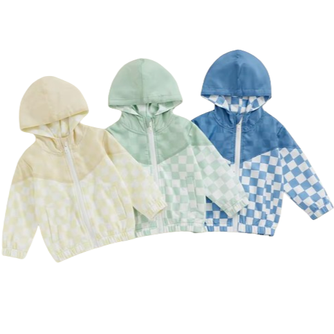 Checkered Windbreaker Hooded Jackets (3 Colors) - PREORDER